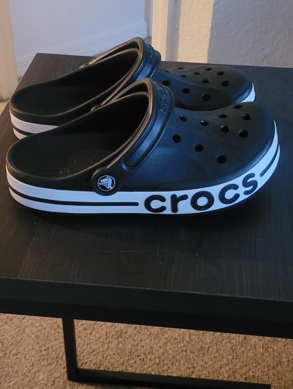 CROCS Black and White Clog with Side Logo